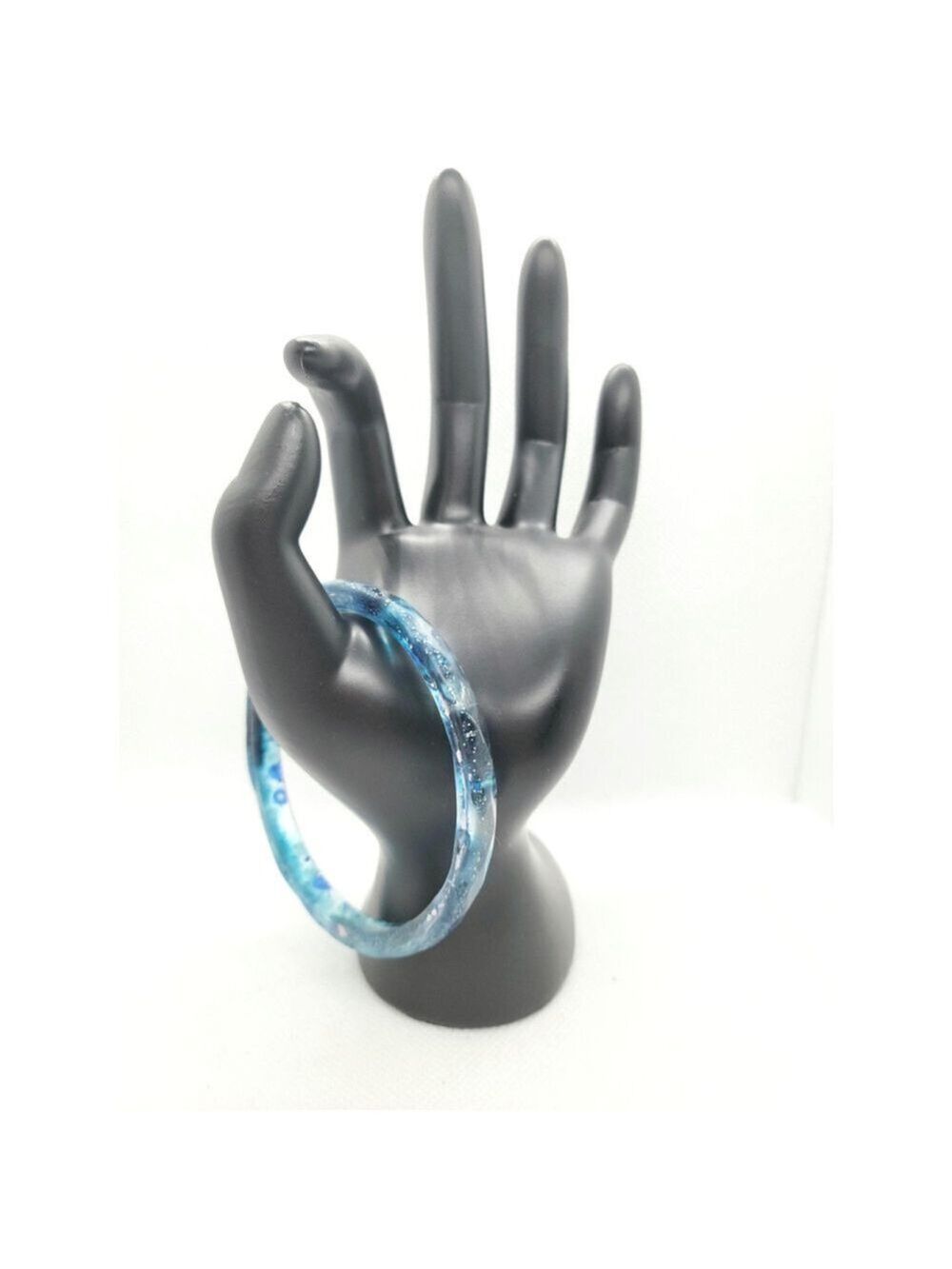 Handmade Resin Bracelet Blue Glitter Glow